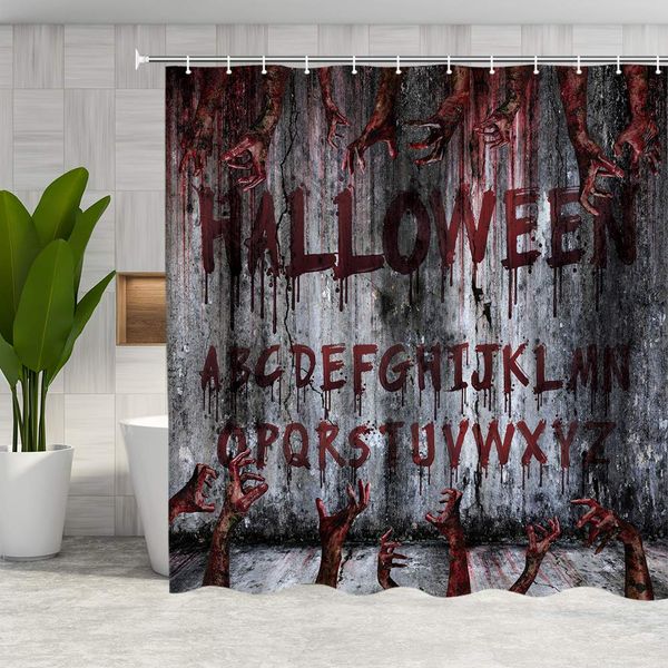 

halloween shower curtain bloody decor scary bloodhand bathroom curtain fabric bathroom accessories polyester with hooks