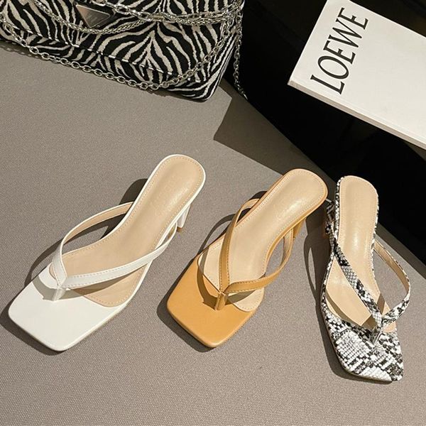 

slippers 2021 women flip flop summer outdoor beach slipper fashion serpentine pattern sandal shoes ladies casual slide block low heel, Black