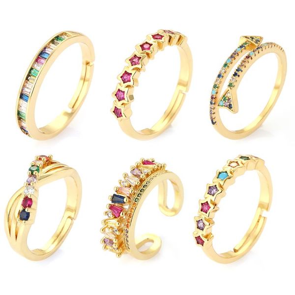 

wedding rings star aesthetic for women boho colorful micro pave zirconia gold men engagement couple anillos punk vintage, Slivery;golden