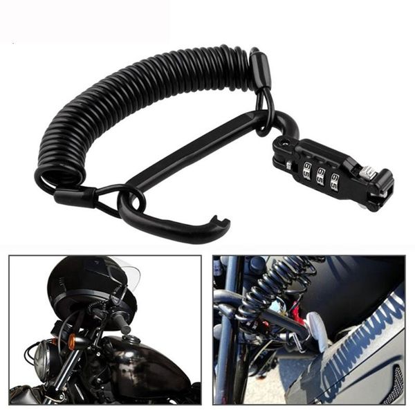 

theft protection digit combination portable safety motorcycle helmet lock universal carabiner spring cable cycling multifunction