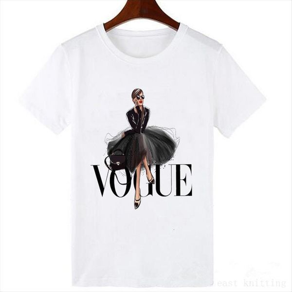 

vogue beauty print tees summer women fashion clothes short sleeved feminist, White