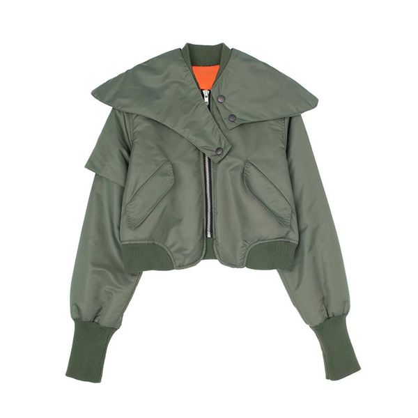 

women's jackets [ewq] casual solid coat for women stand collar long sleeve irregular patchwork short cotton coats female 2021 fashion, Black;brown