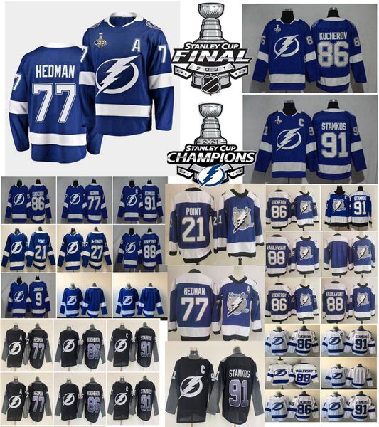 

2021 stanley cup champions tampa bay lightning victor hedman jersey nikita kucherov steven stamkos brayden point tyler johnson stitched, Black;red