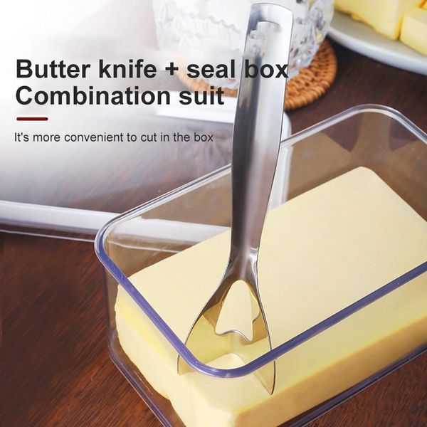 

butter sealed box cutting set transparent large capacity low temperature resistant refrigerator storage cheese kitchen tools dishes & plates
