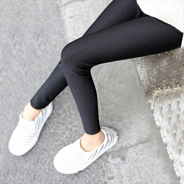 

spring and autumn children pants leggings gloss girls thin black white pink, Blue