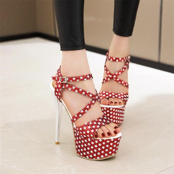 

extreme high heels sandals plus size stripper heel platform summer women shoes party dance evening 43 44 45, Black