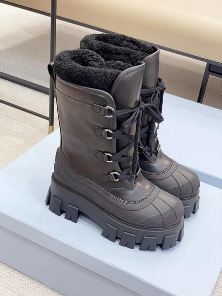 

boots winter waterproof snow outdoor warm non-slip women's shoes, Black