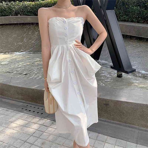 

women's knits & tees fashion beach backless off shoulder cotton midi summer woman sleeveless folds ball gown es for women 202, White