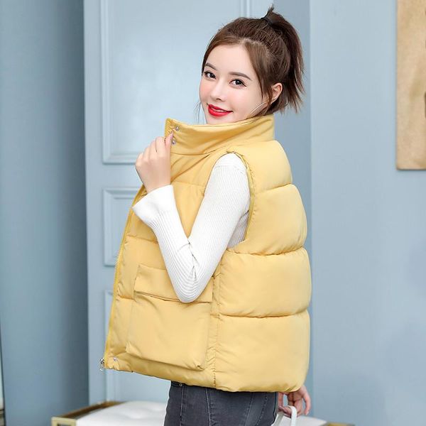 

women's vests stand collar women winter 2021 short vest cotton padded jacket sleeveless female waistcoat plus size 6xl w2158, Black;white