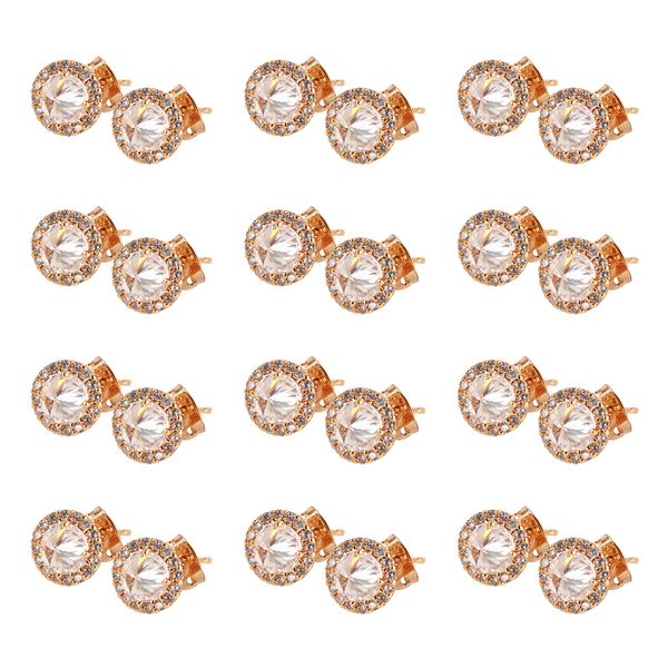 

fashionable rose gold round imitation diamond ear nails, Golden;silver