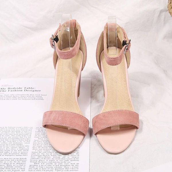 

big size 9  11-17 high heels sandals women shoes woman summer ladies strap bag with exposed toe, Black