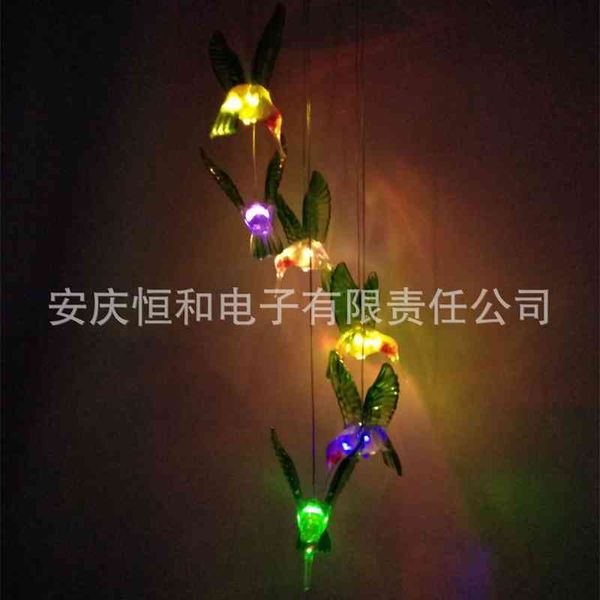 

led outdoor solar hummingbird wind chime lamp