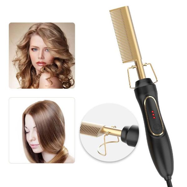 

electric hair brushes straighter wet and dry two copper comb straight household perm curling stick