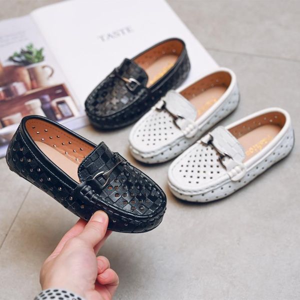 

flat shoes brand 21~35 summer hollow out luxury kids loafers boys girls moccasins children flats casual boat children, Black;grey