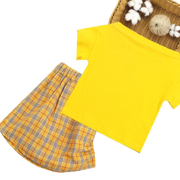 

girls summer clothes t shirt + plaid skirt clothing for girls casual tracksuit girl teenage childrens clothing 6 8 10 12 14, White
