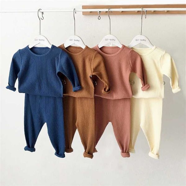

kids pajamas sets for 1-8y children lounge wear boys girls full sleeve autumn spring baby + pants sleepwear 211130, Blue;red