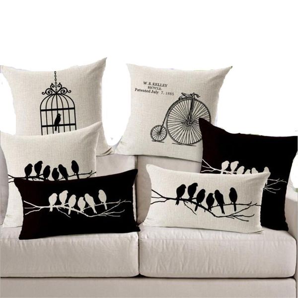 

square 18" bird cushion cover black and white christmas decorations decorative pillows for sofa customized drop cushion/decorative pill