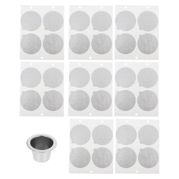 

coffee filters stainless steel reusable cup filter with 100 disposable foil lids
