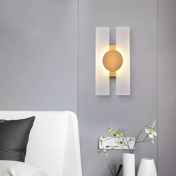 

wall lamp nordic led light luxury sconce modern minimalist creative living room aisle bar bedroom bedside gold background decor