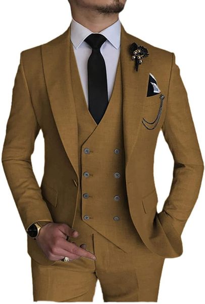 

men's suits & blazers suit regular 3 pieces double breasted vest bussiness formal slim fit casual for wedding (blazer+pants+vest), White;black