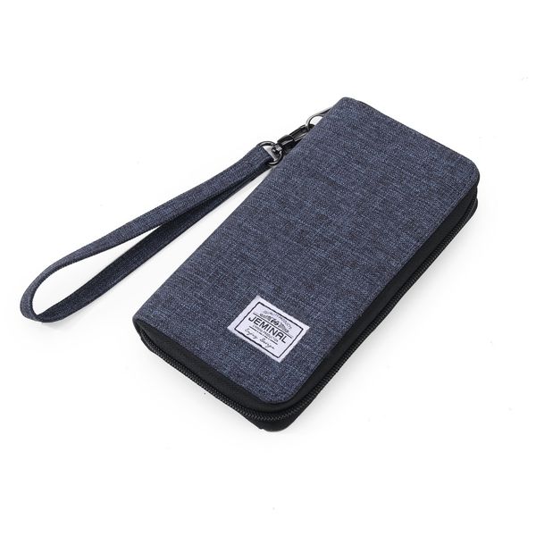 

jamie road canvas wallet long nylon zipper hand men's two fold mobile phone card bag, Red;black