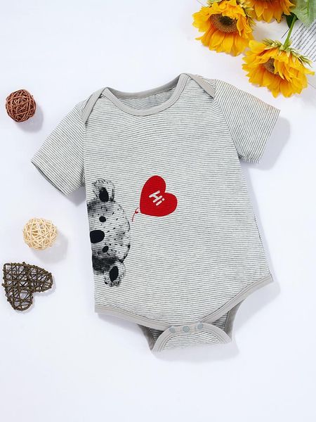 

jumpsuits born infant baby boys romper clothes hi bear cartoon pinstripe short sleeve jumpsuit toddler outfits summer, Blue