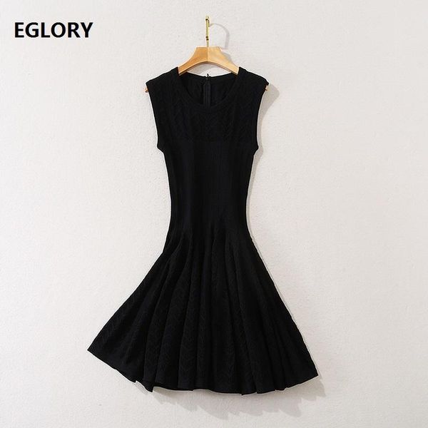 

casual dresses 2021 autumn winter long sweater dress women geometric patterns knitting sleeveless slim fitted black pullover, Black;gray