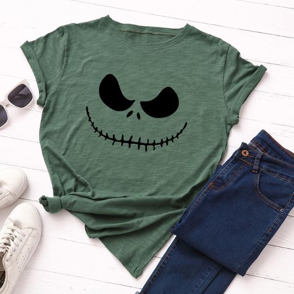 

women's t-shirt halloween ghost pumpkin face women short sleeve cotton t-shirts graphic tees summer tee for female casual oversized cl, White