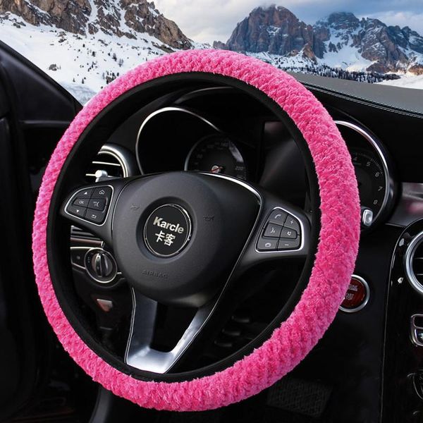 

steering wheel covers plush car cover universal 37-39cm soft warm winter auto protection pads interior accessories