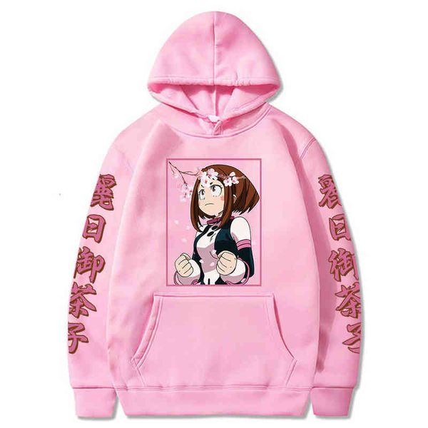 

anime my hero academia mha hoodie boku no hero academia uraraka ochako sweatshirts sweatsuit sudadera felpa moletom g1214, Black