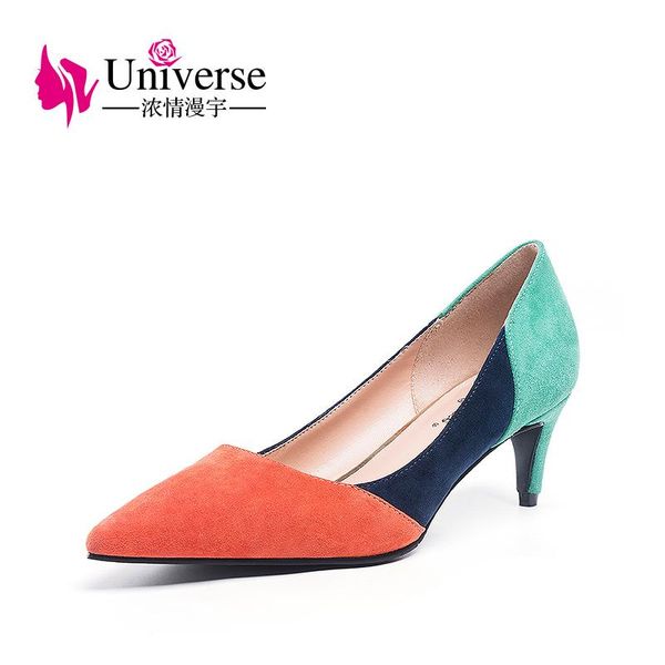 

basic high heel suede pumps women shallow pointed toe universe ladies thin handmade office spring/autumn j022 dress shoes, Black