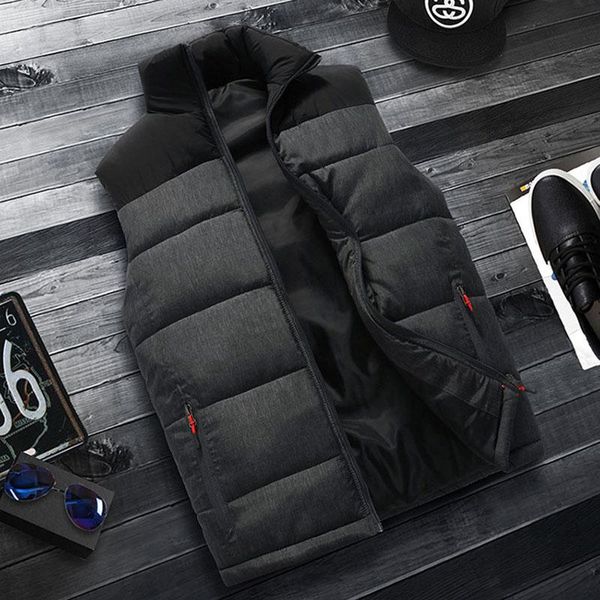 

men's vests mens jackets sleeveless vest winter warm down homme casual thicken waistcoat chalecos para hombre, Black;white