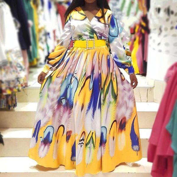 

plus size dresses boho women dress chiffion graffiti long maxi african fashion curve female vestiods robe spring autumn, Black