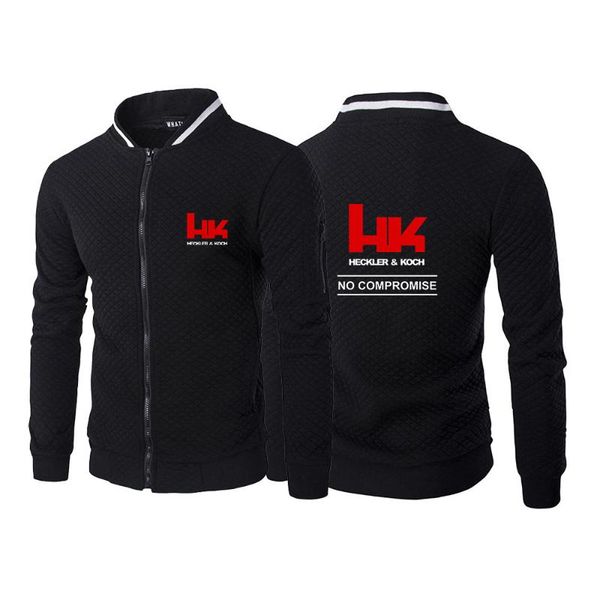 

men's hoodies & sweatshirts 2021 men hk heckler koch no compromise printing patchwork fleece tracksuit male hooded sportswear, Black