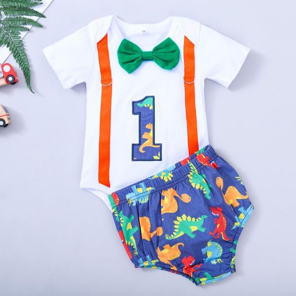 

infant born baby boy short sleeve bow tie one-year-old birthday pants toddler girls clothes kids tracksuit for girl clothing sets, White