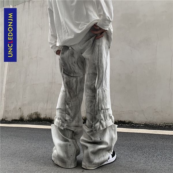 

uncledonjm zipper stitching jeans vintage denim jeans for men streetwear women punk clothes men designer jeans for men t2-b162 210320, Blue