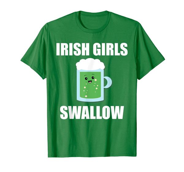 

irish girls swallow beer funny st patty's party shirt, White;black