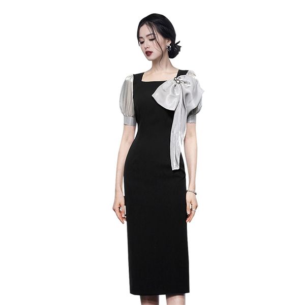 

restoring tight korean ladies summer short sleeve flower cabaret party bodycon dresses for women 210602, Black;gray
