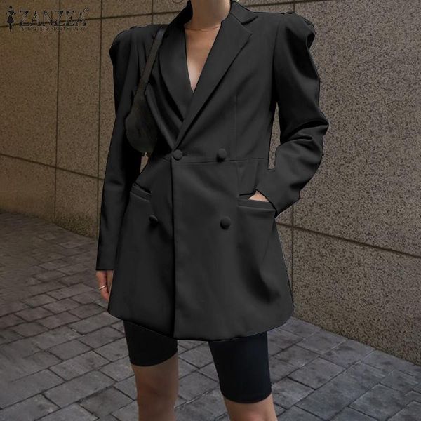 

women's suits & blazers white coat chic blazer office lady double breasted jackets fashion long sleeve outwear autumn stylish cardiga, White;black