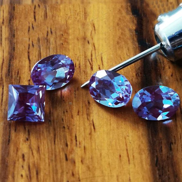 

loose diamonds 6x8mm 1.50ct oval synthetic alexandrite gemstone gem stone, Black