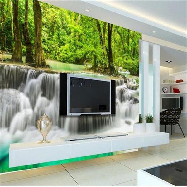 

wallpapers custom size 3d po wallpaper mural living room forest water modern landscape picture sofa tv backdrop for wall
