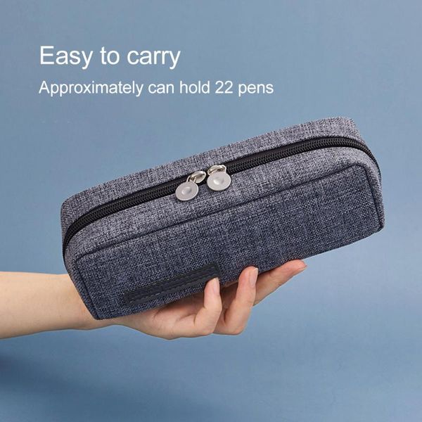 

pencil bags stationery storage large capacity student college case makeup bag canvas gift pouch solid 3 grids portable for school