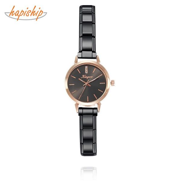 

charm bracelets hapiship fashion women's stainless steel cool cz rose watch bracelet bangle for party friend wife birthday jewelry gift, Golden;silver