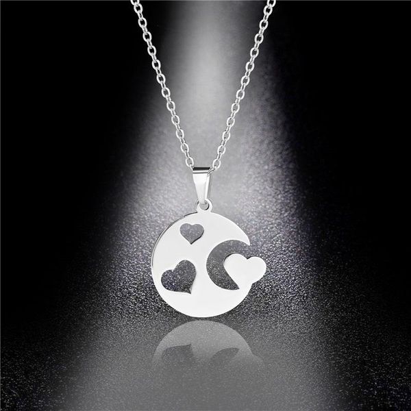 

pendant necklaces heart-shaped stainless steel creative simple moon love necklace jewelry wholesale, Silver