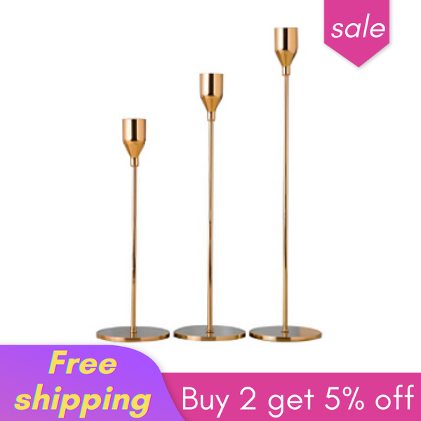 

3Pcs/Set European Vintage Meta Cande Hoders Simpe Goden Wedding Decoration Bar Party iving Room Decor Home Decor Candest