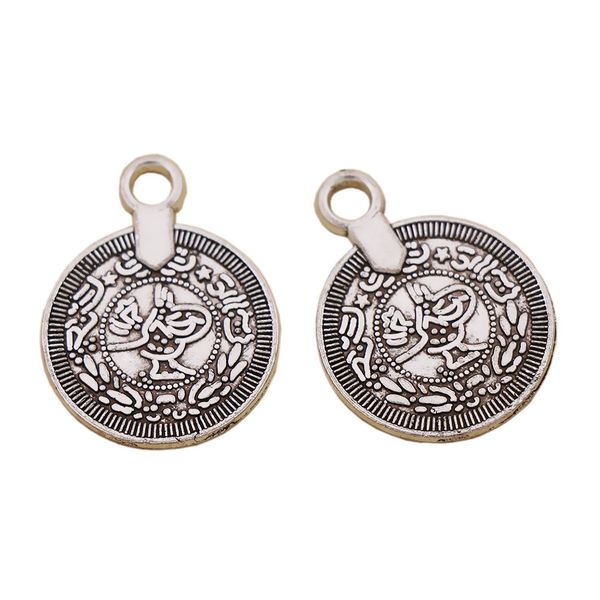 

antique silver boho coin charm beads metal pendants bohemian tassel jewelry findings components l1801 23x17.5mm 122pcs/lot, Bronze;silver