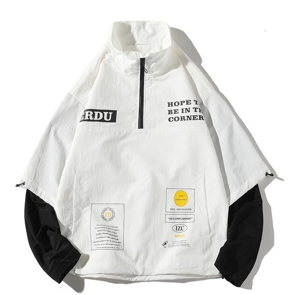 

men's jackets streetwear autumn bomber men stand collar ribbons mens coat casual windbreaker pockets man outwear njoq, Black;brown