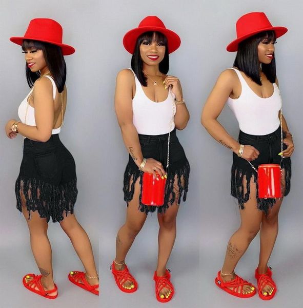 

tassel jeans shorts women solid denim casual short pants female summer pant, Blue