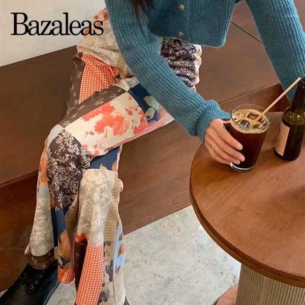 

bazaleas streetwear elastic waist trousers fashion cartoon patchwork flare pant punk women pants retro long women's & capris, Black;white