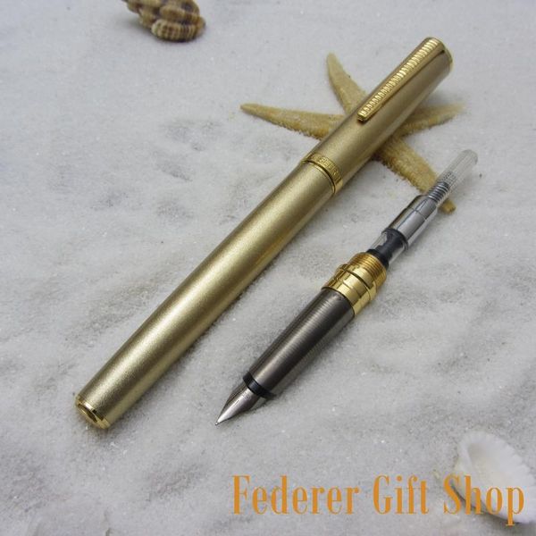 

gold fountain pen unique nib metal case gift ink 3 color optional pens